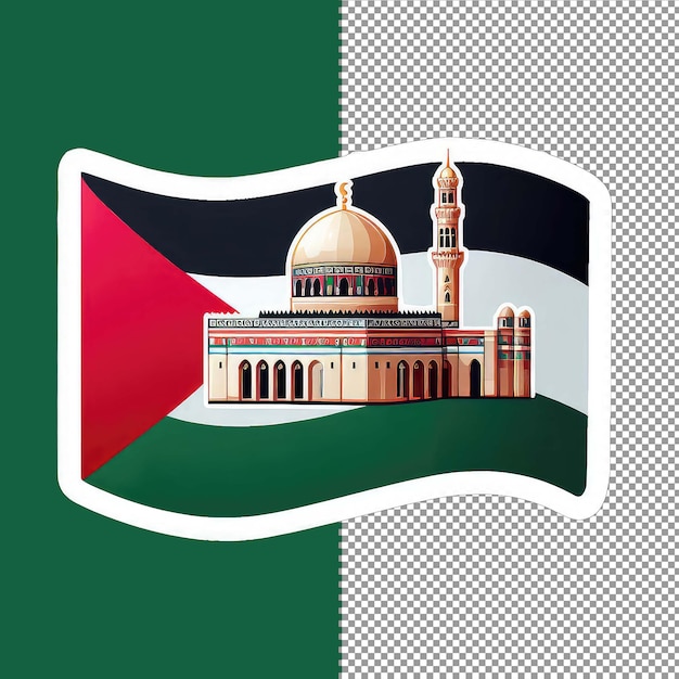 PSD palestijnse vlag en moskee silhouettepng