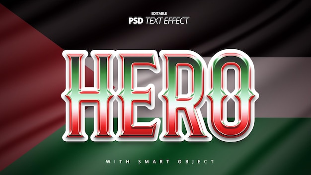 PSD Палестинский герой 3d дизайн шаблона текстового эффекта