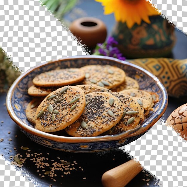 PSD palestinian macrota cookies with sesame fennel seeds and spices transparent background