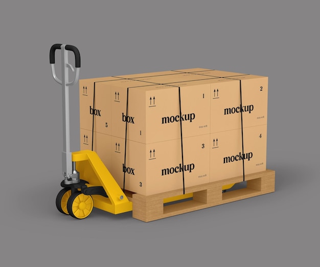 Pallet of Boxes being Moved by a Cart