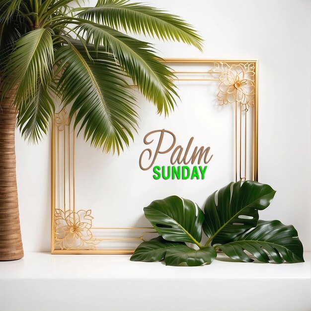 Palm op palmboom witte achtergrond palm zondag sociale media Instagram post banner concept