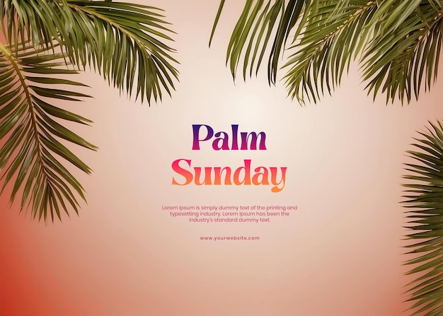 PSD palm sunday concept palm tree branches decorated edges of the canvas