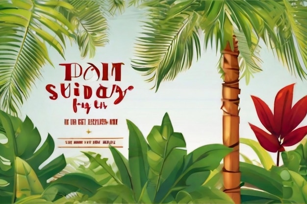 Palm sunday greeting banner template for christian holi day