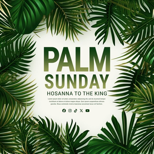 PSD palm sunday holiday realistick palm leaves border frame background