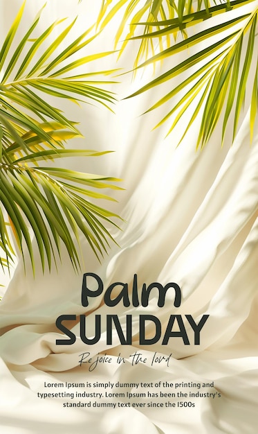 PSD palm sunday poster template with leaves