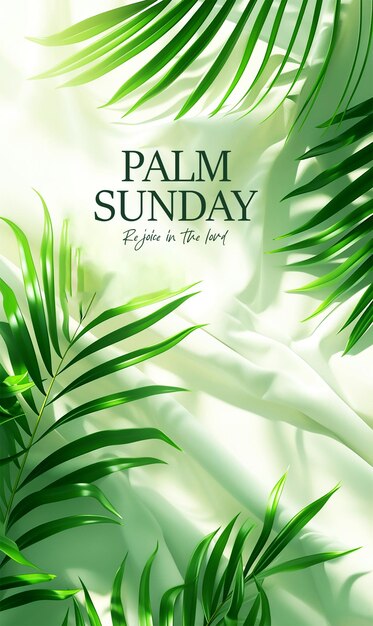 PSD palm sunday poster template with leaves