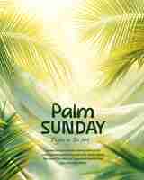 PSD palm sunday poster template with leaves