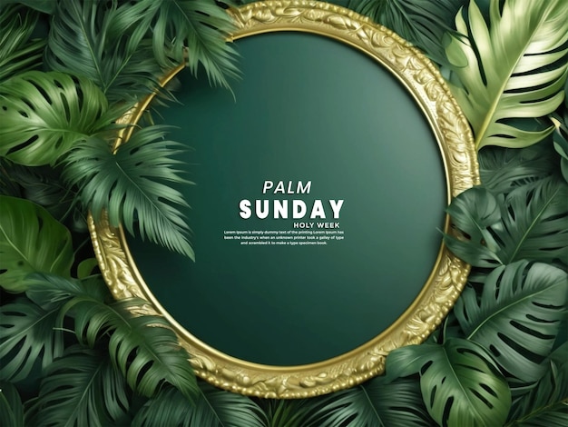 PSD palm sunday with beautiful holiday palm branches and cross background design