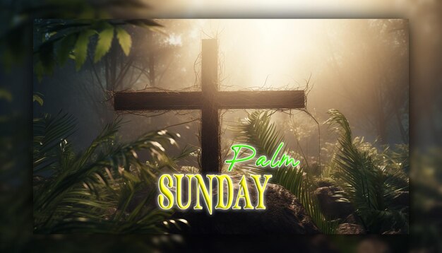 Palm sunday with cross jesus
