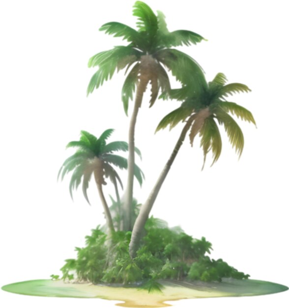 PSD palm tree on an island icon