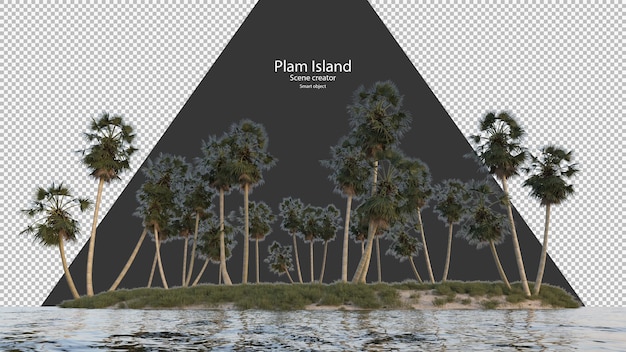 Palm tree island near the river rendering isolated