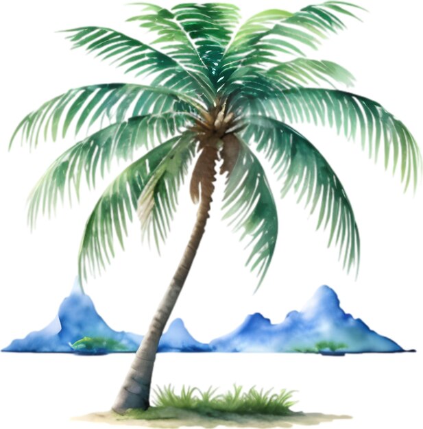 PSD palm tree on an island icon