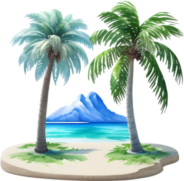 PSD palm tree on an island icon