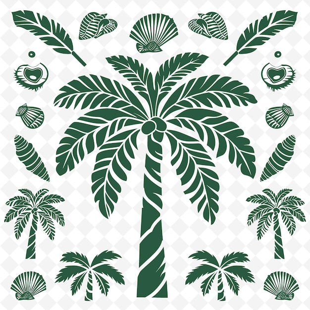 PSD Пальма с пальмой и рядом пальмовых деревьев