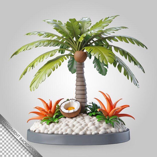 PSD a palm tree with a clock on it and a palm tree on the side