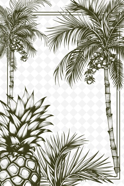 PSD palm trees against a white background with a frame that says palm trees