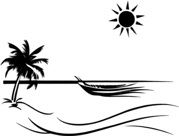 PSD palm trees and beach clipart