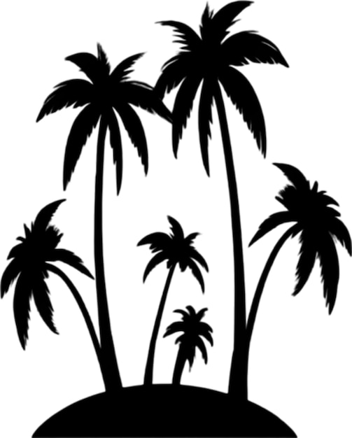 PSD palm trees and beach clipart