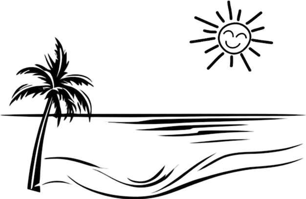 PSD palm trees and beach clipart