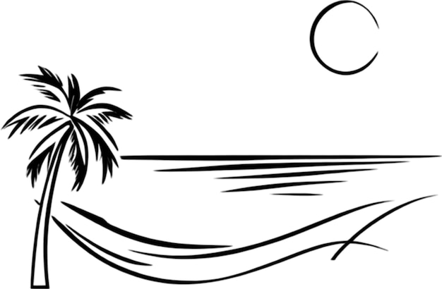 PSD palm trees and beach clipart