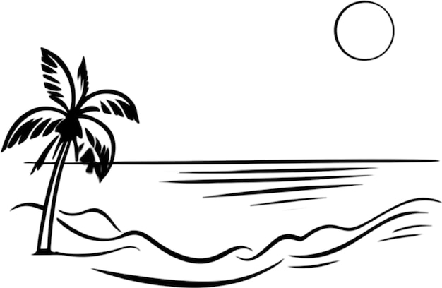 PSD palm trees and beach clipart