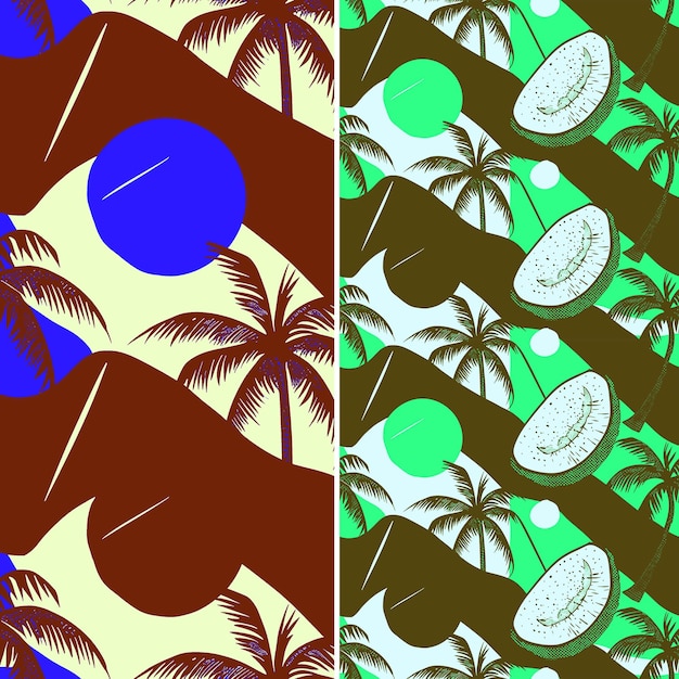 PSD palm trees and green and brown background