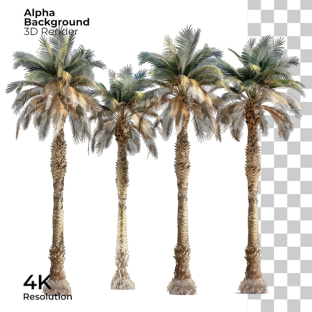 PSD palm trees on a transparent background
