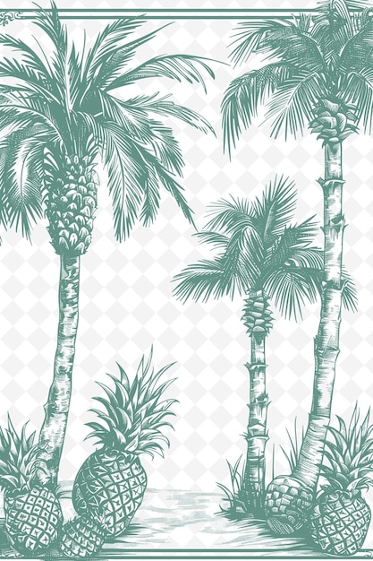 PSD palm trees on a white background