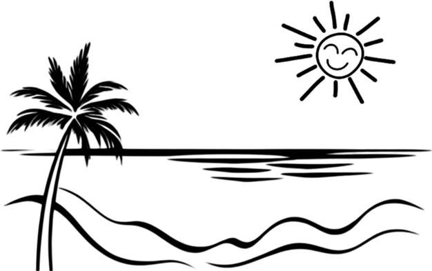 PSD palmbomen en strand clipart