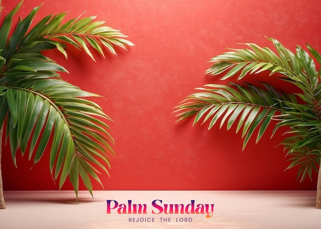 PSD palmzondag concept palmbomen takken versierde randen van het doek