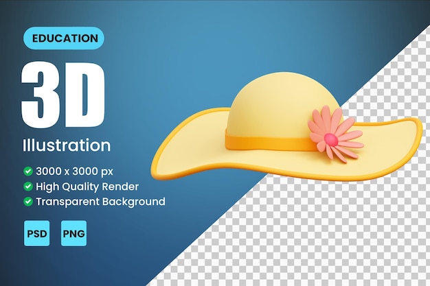 PSD pamela hat 3d icon illustrations