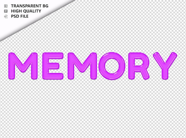 PSD pamięć typografia fioletowy tekst błyszczące szkło psd przezroczyste