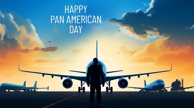 PSD pan american aviation day banner with plane