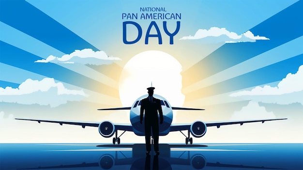 PSD pan american aviation day banner with plane