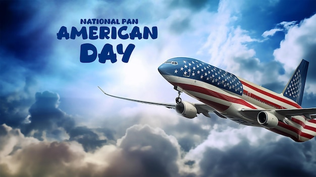 PSD pan american aviation day banner with plane