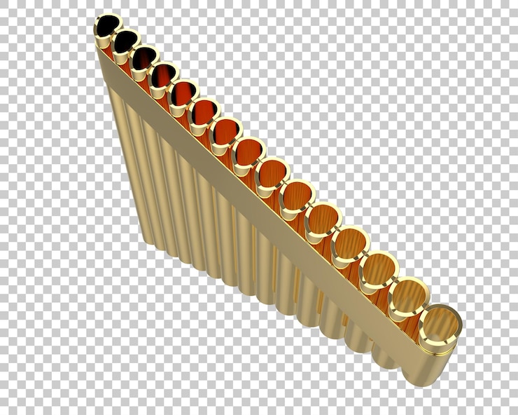 PSD pan flute on transparent background 3d rendering illustration