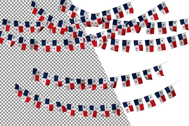 Panama flag bunting rope decoration set small flag celebration 3d rendering