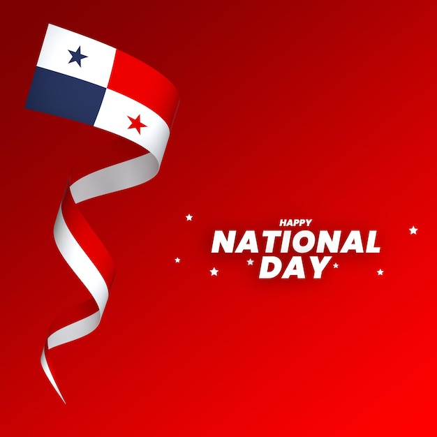 PSD panama flag element design national independence day banner ribbon psd