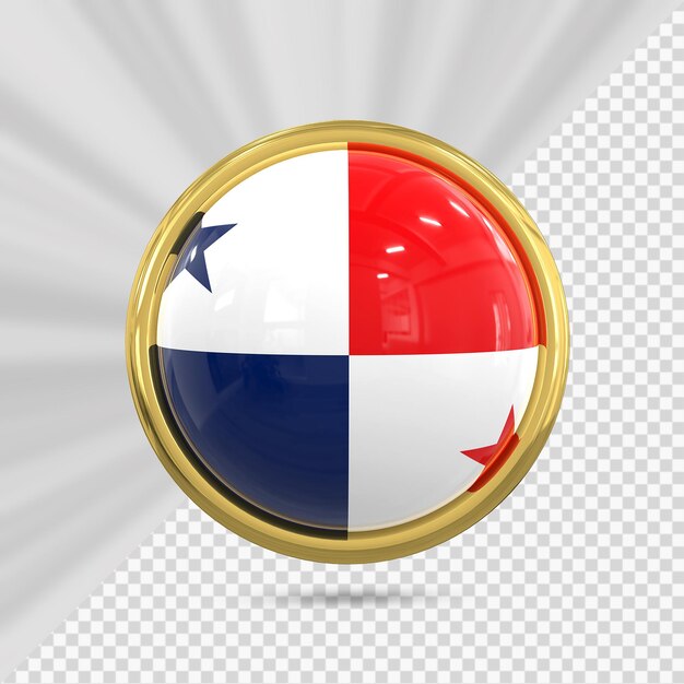 PSD panama flag icon with gold 3d render