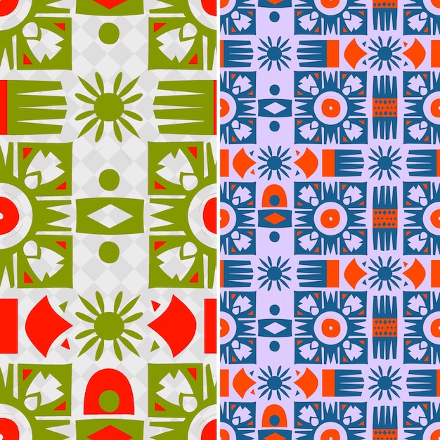 panamanian mola patterns with colorful geometric and animal creative abstract geometric vector