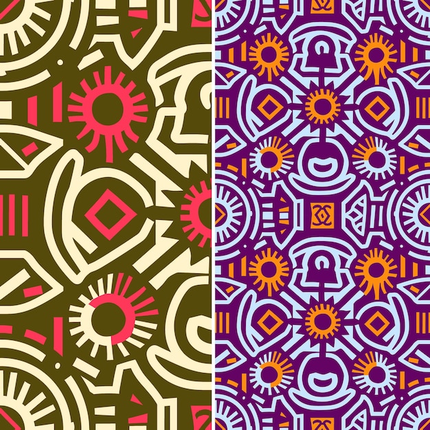 PSD panamanian mola patterns with colorful geometric and animal creative abstract geometric vector