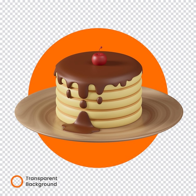 PSD pancake czekoladowe z wiśnią 3d przezroczyste tło