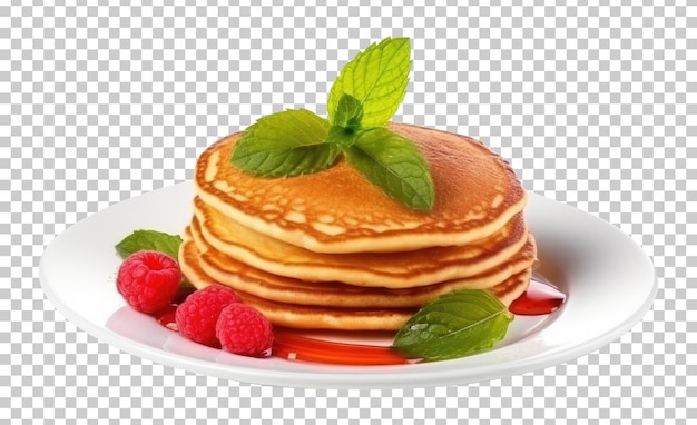 Pancake Z Maliną I Miętą Na Przezroczystej Tle