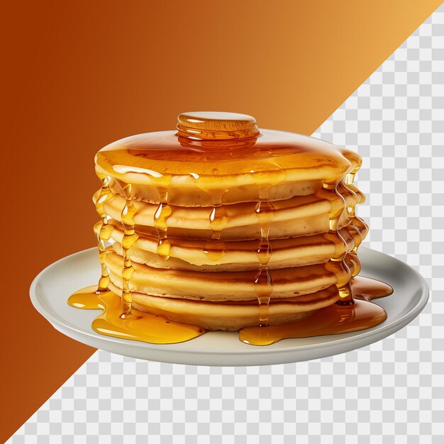 PSD pancakes with honey isolated on transparent background