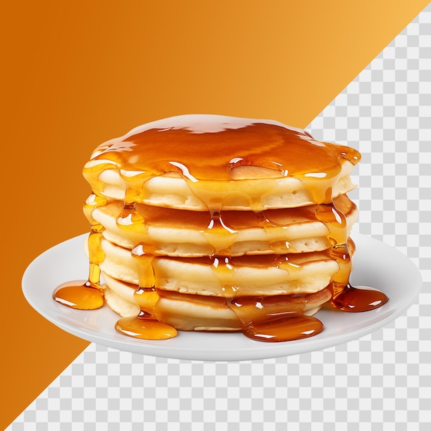 Pancakes with honey isolated on transparent background