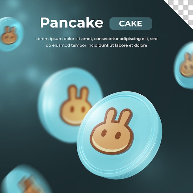Pancakeswap cake cryptocurrency munt 3d-rendering