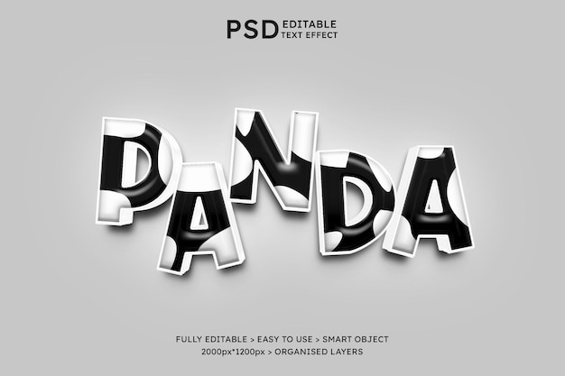 PSD panda 3d editable text effect