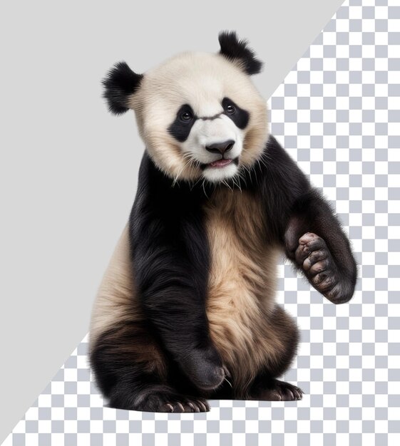 PSD a panda bear with a black nose and a white face and black eyes