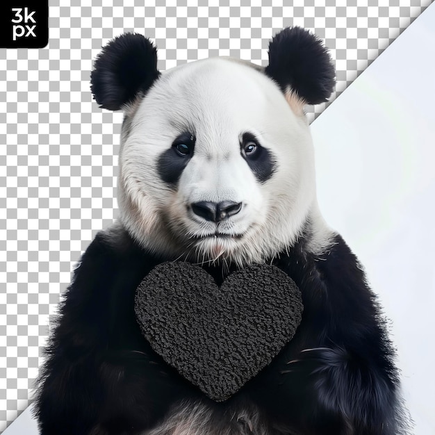 PSD a panda bear with a heart shaped tag that says  panda