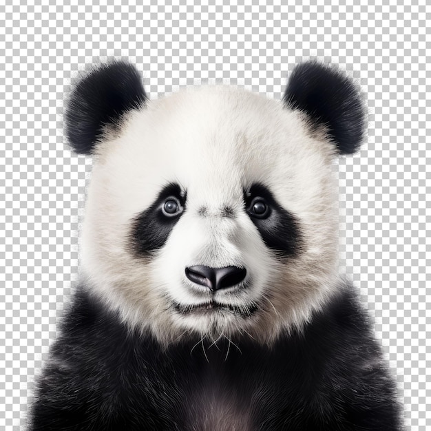 PSD 透明な背景に分離されたパンダの顔のショット